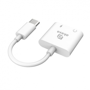 Akasa Type-C -> 3.5mm fejhallgat&oacute; csatlakoz&oacute; &eacute;s t&ouml;ltőadapter 80mm feh&eacute;r (AK-CBCA30-08WH)