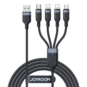 Joyroom  S-1T4018A18 USB-A - 2x Lightning/USB-C /Micro USB 2m fekete (6956116758622)