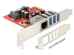 DeLock 3xUSB3.0 1xLAN bővítő kártya PCIe (89382)