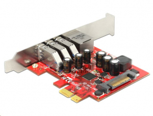 DeLock 3xUSB3.0 1xLAN bővítő kártya PCIe (89382)