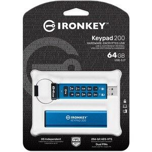 Pen Drive 64GB Kingston IronKey Keypad 200 USB 3.2 Gen 1 (IKKP200/64GB)
