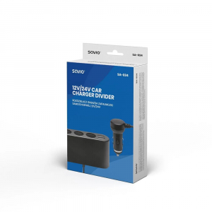 Savio SA-024 12/24V szivargyújtó elosztó 2xUSB-A csatlakozóval