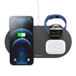 Mcdodo CH-7061 3 az 1-ben vezetéknélküli töltő (mobil - TWS - Apple óra) 15W fekete