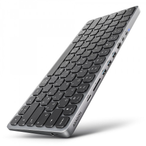 Axagon billentyűzet HU beépített 9in1 USB-C hubbal ezüst (HMC-KB-HU)