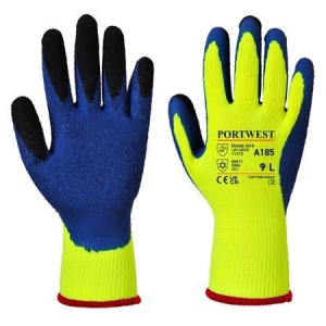 PORTWEST Duo-Therm latex v&eacute;dőkesztyű M-es m&eacute;ret s&aacute;rga-k&eacute;k (A185Y4RM)