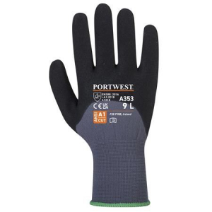 PORTWEST DermiFlex Ultra Plus nylon védőkesztyű L-es méret szürke-fekete (A353G8RL)