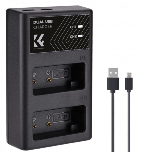 K&F Concept LC-E17 akkumul&aacute;tor t&ouml;ltő 2db LP-E17 akkumul&aacute;torhoz (KF-28-0008)