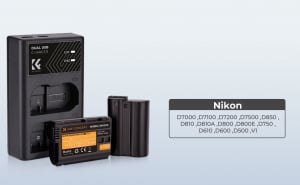 K&F Concept MH-25 akkumul&aacute;tor t&ouml;ltő 2db EN-EL15 akkumul&aacute;torhoz (KF-28-0006)