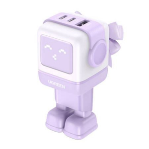 Ugreen Nexode RG 2xUSB-C + USB-A hálózati töltő (Robot GaN) 65W lila (35291)