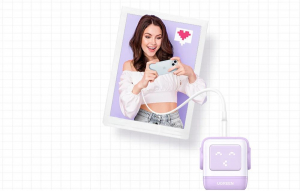 Ugreen Nexode RG 2xUSB-C + USB-A hálózati töltő (Robot GaN) 65W lila (35291)
