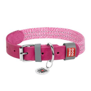 Waudog Classic nyakörv személyre szabható QR kóddal M-es pink (58927)