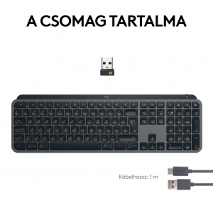 Logitech MX Keys S vezeték nélküli Bluetooth billentyűzet magyar grafitszürke (920-011587 / 0191871300068)