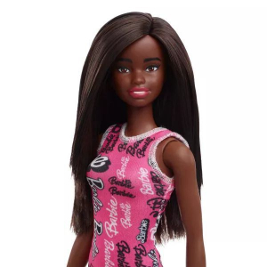 Mattel Barbie: Fekete hajú, barna bőrű baba Barbie-s ruhában (238216)
