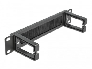 Delock 10” hálózati szekrényekhez kábelrendező fésűs panel 2 hurokkal, 1U fekete (66485)