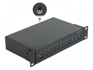 Delock 10&rdquo; ipari hub 10 x USB 3.2 Gen 1 A-t&iacute;pus&uacute; csatlakoz&oacute;val (64112)