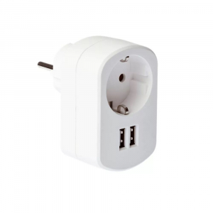Grixx Optimum 2x USB-A töltő 220V aljzattal fehér (GROPADUSB02)