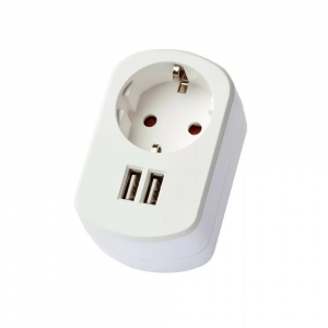 Grixx Optimum 2x USB-A töltő 220V aljzattal fehér (GROPADUSB02)