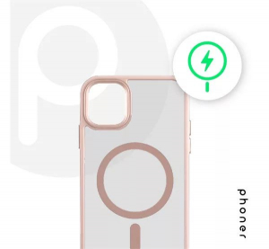 Phoner Apple iPhone 14 Pro Hybrid Mag MagSafe kemény hátlap tok halvány barack (74402)