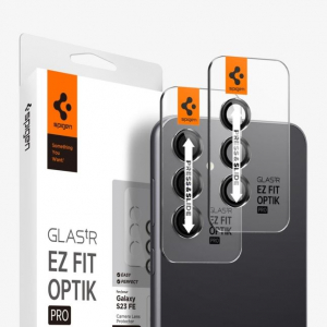 Spigen Glass tR EZ Fit Optik Pro Samsung Galaxy S23 FE kameravédő fekete kerettel (AGL06987)