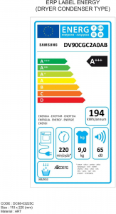 Samsung DV90CGC2A0ABLE sz&aacute;r&iacute;t&oacute;g&eacute;p fekete
