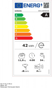 Samsung WW11DB7B94GBU4 elöltöltős mosógép fekete