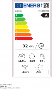 Samsung WW11DB8B95GBU4 elöltöltős mosógép fekete