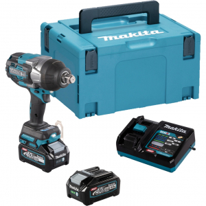 Makita akkumulátoros ütvecsavarozó (TW001GM201) XGT, 40V (kék/fekete, 2x Li-Ion XGT akkumulátor 4Ah, tokban)