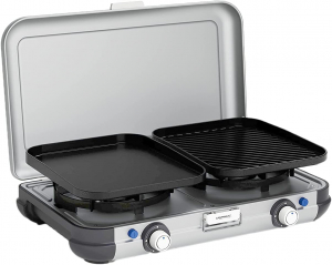 Campingaz Camping Kitchen 2 Grill & Go CV, gázfőző (szürke/fekete, 2x 2 kW, 2023-as modell) (2176805)