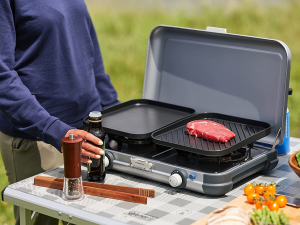 Campingaz Camping Kitchen 2 Grill & Go CV, gázfőző (szürke/fekete, 2x 2 kW, 2023-as modell) (2176805)