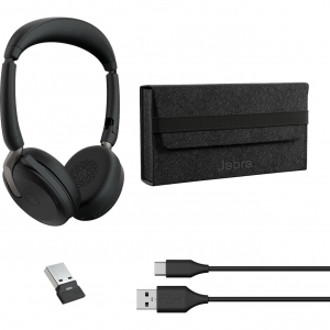 Jabra Evolve2 65 Flex Duo, fejhallgató (fekete, sztereó, UC, USB-A, Link380a) (26699-989-999)