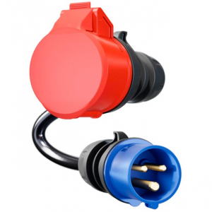 go-e adapter Gemini flex 11 kW, CEE piros háromfázisú áram 16A > CEE kék 16A (fekete, 30cm) (CH-04-31)