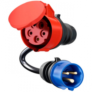 go-e adapter Gemini flex 11 kW, CEE piros háromfázisú áram 16A > CEE kék 16A (fekete, 30cm) (CH-04-31)