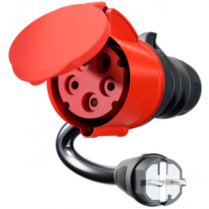 go-e adapter Gemini flex 22 kW, CEE piros háromfázisú áram 32A > háztartási aljzat (fekete, 30cm) (CH-04-02)