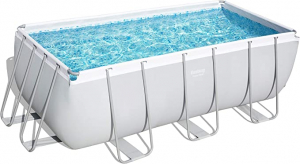 Bestway Power Steel téglalap alakú vázas medence szett, medence (világosszürke, homokszűrő rendszerrel, 412cm x 201cm x 122cm) (56457)