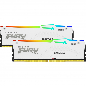 Kingston FURY 64 GB DDR5-5200 Kit, memória (fehér, (KF552C36BWEAK2-64), Beast RGB, EXPO)