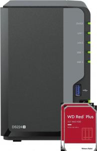 Synology DS224+ 2GB hálózati adattároló NAS + 2x2TB WD Red Plus merevlemez