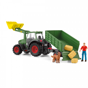 Schleich Farm World traktor pótkocsival, játék jármű (42608)
