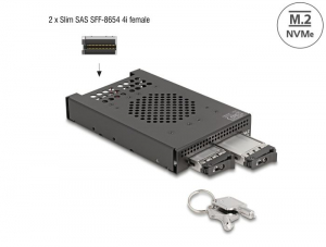 Delock 3.5” mobil állvány 2 x M.2 NVMe SSD-hez Slim SAS SFF-8654 konnektorral (47117)
