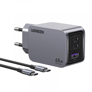 UGREEN Nexode Pro 65W USB-A + 2xUSB-C hálózati töltő + USB-C kábel (25871)