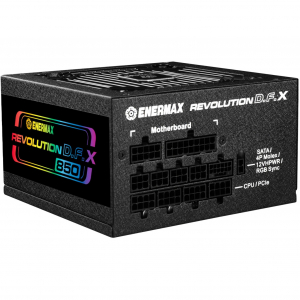 Enermax REVOLUTION DFX 850W, PC t&aacute;pegys&eacute;g (fekete, 2x 12VHPWR, 4x PCIe, k&aacute;belkezel&eacute;s, 850 watt) (ERT850EWT)