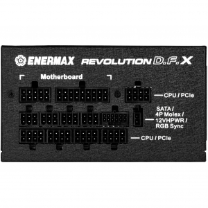 Enermax REVOLUTION DFX 1200W, PC tápegység (fekete, 2x 12VHPWR, 5x PCIe, kábelkezelés, 1200 watt) (ERT1200EWT)