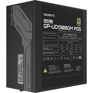 GIGABYTE (GP-UD1300GM PG5 1300W), PC tápegység (fekete, 1x 12VHPWR, 8x PCIe, kábelkezelés, 1300 watt)