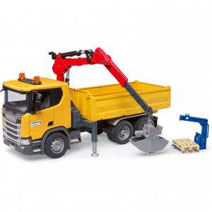 BRUDER Scania Super 560R Baustellen-LKW mit Kran und 2 Paletten (BRUDER) (03551)
