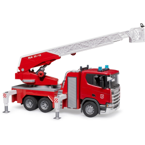BRUDER Scania Super 560R Feuerwehr mit Drehleiter, Wasserpumpe, Light & Sound (03591)