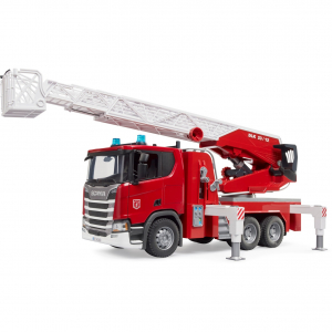 BRUDER Scania Super 560R Feuerwehr mit Drehleiter, Wasserpumpe, Light & Sound (03591)