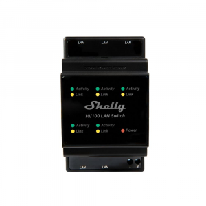 Shelly LAN Switch DIN-re szerelhető Ethernet switch 5 db RJ45 porttal fekete (ALL-LAN-SWITCH)