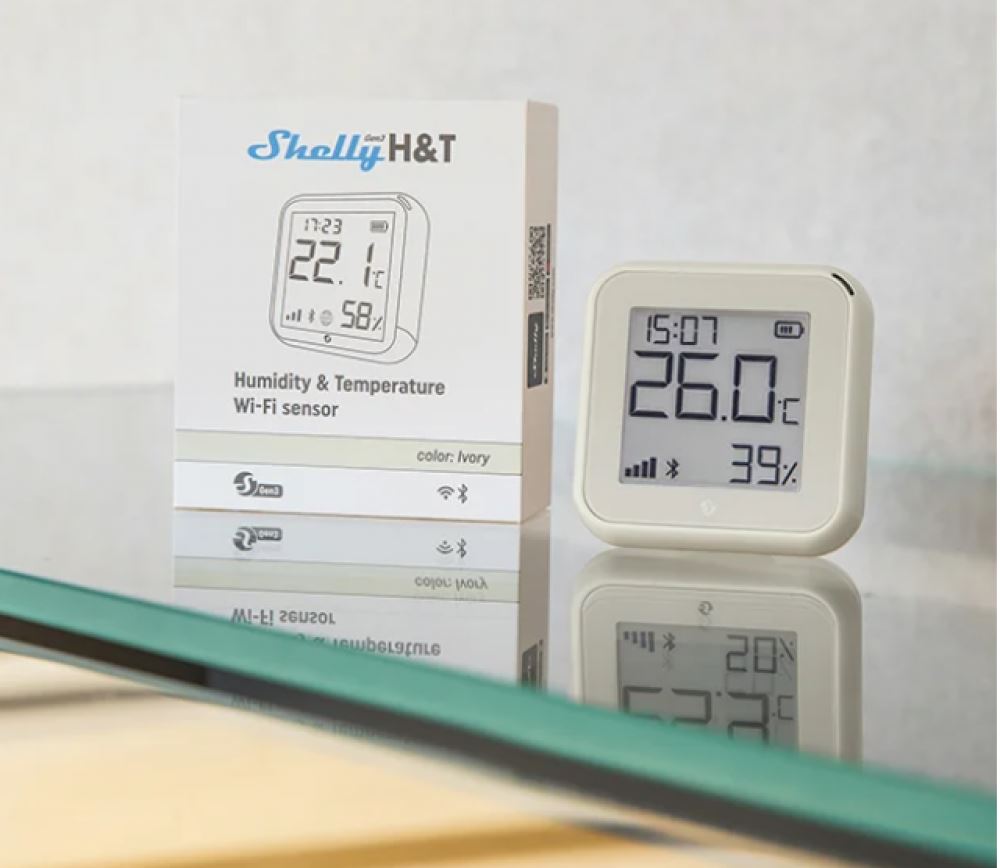 Shelly Plus H&T GEN3 WiFi + Bluetooth páratartalom és hőmérséklet