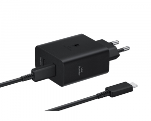 Samsung EP-T5020XBEG Duo h&aacute;l&oacute;zati t&ouml;ltő adapter fekete + USB-C k&aacute;bel