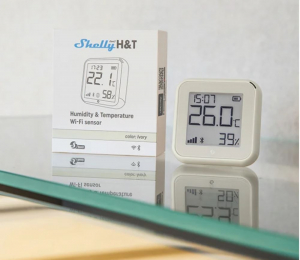 Shelly Plus H&T GEN3 WiFi + Bluetooth p&aacute;ratartalom &eacute;s hőm&eacute;rs&eacute;klet szenzor elef&aacute;ntcsont (SHELLY-HT-GEN3-IV)