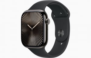 Apple Watch Series 10 (GPS + Cellular) 46mm palaszürke titántok, fekete sportszíj M/L méret (MWYE3QH/A)